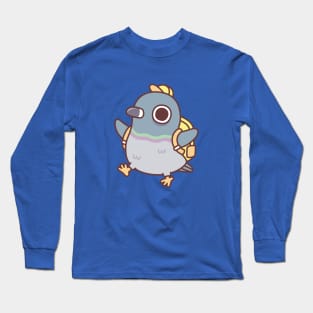 Cute Little Pigeon With Yellow School Bag Long Sleeve T-Shirt